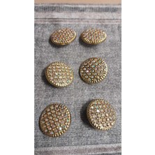 ILCARE Gold Kaplama Taşlı Metal Düğme 42 Boy 25 mm 6 Adet