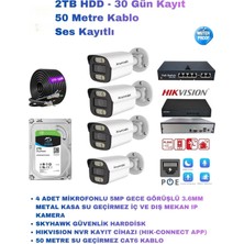 Anunnaki 4'lü 5mp Ip Kamera Güvenlik Sistemi Seti Poe - Ses Kayıtlı - Gece Görüşlü - Hikvision Nvr Full Set