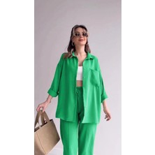 Sacrosa Keten Günlük Elbise Pantolon Gömlek Ikili Takım