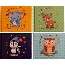 Elma Kırtasiye Sevimli Hayvanlar Serisi 4'lü 12.5X10 Sert Kapak Çizgili Defter