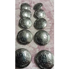 ILCARE Sıyah Sılver Kaplama Metal Düğme 35 Boy 22 mm 10 Adet