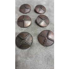 ILCARE Antık Bakır Kaaplama Metral Düğme 35 Boy 22 mm 6 Adet