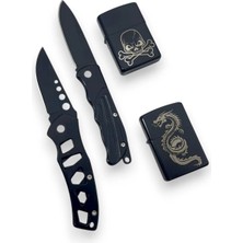 SürLaz Isme Özel 2 Katlanabilir Çakı 2 Benzinli Çakmak Doğum Günü Hediyesi