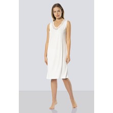 Türen Kadin Dantelli V Yaka Gecelik 3285/EKRU