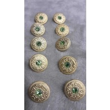 ILCARE Mat Altın Kaplama Taşlı Düğme 18 Boy 14 mm 10 Adet