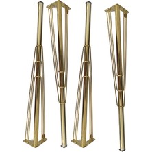 Rihan Mobilya 4'lü Metal Mobilya Ayağı Gold 71 cm Masa Ayağı Vidalı Hairpin Ayak