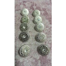ILCARE Sılver Kaplama Taşlı Metal Düğme 25 Boy 15 mm 10 Adet