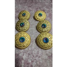 ILCARE Mat Gold Kaplama Taşlı Metal Düğme 36 Boy 22 mm 6 Adet