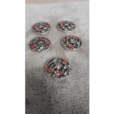 ILCARE Metal Taşlı Düğme Siya Düğme 38 Boy 25 mm 5 Adet