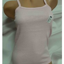 Shine Elagance Pembe Ip Askılı Dik Çizgili Kadın Kaşkorse Esnek Atlet