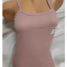 Shine Elagance Pembe Ip Askılı Dik Çizgili Kadın Kaşkorse Esnek Atlet