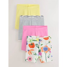 Next Baby Pamuklu Krem Pembe Çiçek Desenli 4'lü Tayt Set