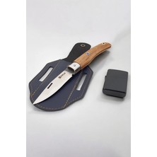 SürLaz Kılıflı El Yapımı Isme Özel Outdoor Ahşap Çakı ve Benzinli Çakmak Isme Özel Hediye Kutusunda