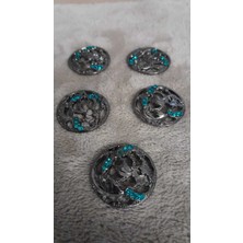 ILCARE Metal Taşlı Düğme Siya Düğme 38 Boy 25 mm 5 Adet