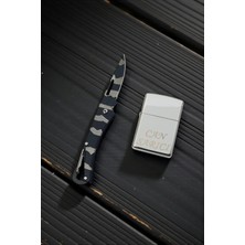 SürLaz Sevgililer Günü Özel Hediye Seti Özel Üretim Figürlü(Desenli) Cep Çakısı ve Çakmak