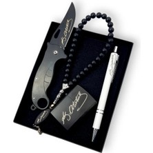 SürLaz 4 Parça Doğum Günü Hediyesi Atatürk Imzalı Kalem Tespih Çakmak Koleksiyon Seti