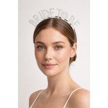 Doğaberen Bride To Be Taç Taşlı Metal Bekarlığa Veda Parti Tacı Gümüş