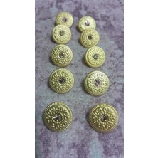 ILCARE Gold Mat Kaplama Taşlı Metal Düğme 25 Boy 15 mm 10 Adet