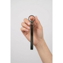 Pepuza Hakiki Deri Anahtarlık Slim Minimalist - Yeşil