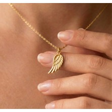 Ashak Accessories Kadın 925 Ayar Gümüş Zincirli Kanat Melek Kanadı Kolye
