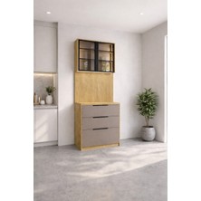 Vanmed Home Doğa 80 Tamamen Mdf Kahve Köşesi Tezgahı 210*80*40 Led Aydınlatmalı