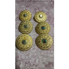 ILCARE Mat Gold Kaplama Taşlı Metal Düğme 36 Boy 22 mm 6 Adet