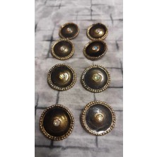 ILCARE Polyester Mınelı Taşlı Gold Düğme 34 Boy 22 mm ,8 Adet