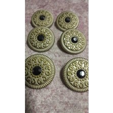 ILCARE Mat Bronz Kaplama Taşlı Metal Düğme 36 Boy 22 mm 6 Adet