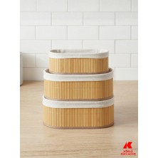 Köklü Züccaciye 3'lü Oval Bambu Sepet