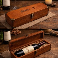 TUN'S WOODS Kişiye Özel Ahşap Şarap Kutusu 40X12X12 cm Marin Kayın Masif El Yapımı