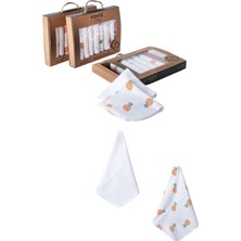 Childiva Unisex Bebek Pamuklu Organik 1/24 Ay Kutulu 7'li Ananas Desenli Ağız Silme Mendili