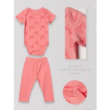 Hafy Baby Pembe Fiyonklu Kız Bebek Takımı - Fitilli Body ve Pijama Altı Seti