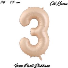 İrem Parti Dükkanı Retro Çöl Kumu, Karamel 3 Yaş Rakam Balon 74 cm 34 Inç