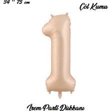 İrem Parti Dükkanı Retro Çöl Kumu, Karamel 1 Yaş Rakam Balon 74 cm 34 Inç