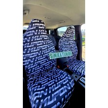 Şimika Kupon Siyah 3D Baskı Otomobil Servis Kılıfı Ön ve Arka 4parça Takım 1.kalite Likrali Penye Yıkanabilir Her Araca Uyumlu