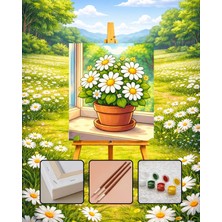 Orenda Hobi Sanat Sayılarla Boyama Saksıda Papatya