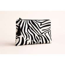 Risely Co Zebra Desenli Makyaj Çantası – Fermuarlı Mini El Çantası
