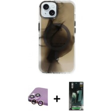 İlk El Grup Ieg™ iPhone 15 Ufuk Doku Prime - Şeffaf 360 Full Body Arka Koruyucu + Pembe Raze Metal Kamera Lens