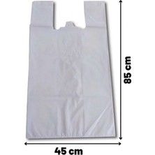 Kurban Poşeti Beyaz, 45X85 Cm, 10 Adet - Kalın Sızdırmaz Et -Eşya Taşıma Poşeti - Atlet Tipi Saplı