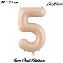 İrem Parti Dükkanı Retro Çöl Kumu, Karamel 5 Yaş Rakam Balon 74 cm 34 Inç