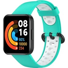 Uravas Store Redmi Watch 2 Spor Delikli Kordon - Turkuaz-Beyaz