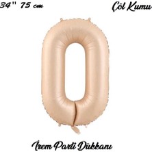 İrem Parti Dükkanı Retro Çöl Kumu, Karamel 0 Rakam Balon 74 cm 34 Inç