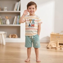Asyaden Baby Erkek Çocuk 2'li Takım Team Baskılı Kısa Kollu Tişört Şort