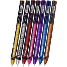 Artlantis Simli Tükenmez Kalem 7 Renk Pensan Jely Simli Pilot Kalem Ergonomik Tutuş Yumuşak Yazım Siyah Defter Renkli Kalem