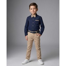 Ege Bebek Erkek Çocuk Keten Pantalonlu Oxford Gömlekli Papyonlu Kemerli 8-9-10-11-12 Yaş Bayramlık Çocuk Takım