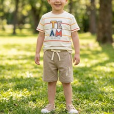 Asyaden Baby Erkek Çocuk 2'li Takım Team Baskılı Kısa Kollu Tişört Şort