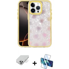 İlk El Grup Ieg™ iPhone 14 Pro Max Odak Prime - Siyah 3D Antistatik Cam Ekran Koruyucu + Gümüş Band Metal Kamera Lens