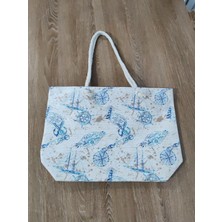 Cadde Dükkanı Baskılı Fermuarlı Ekonomik Su Geçirmez Plaj ve Günlük Kullanım Çantası