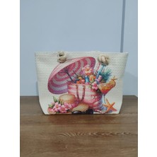 Cadde Dükkanı Kabratma Kanvas Kumaş Fermuarlı Plaj ve Günlük Kullanım Çantası Şapka