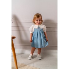 NoyNoy Baby Bebikim Bebek Kot Elbise ve Fırfırlı Bebe Yaka Bluz Ikili Set